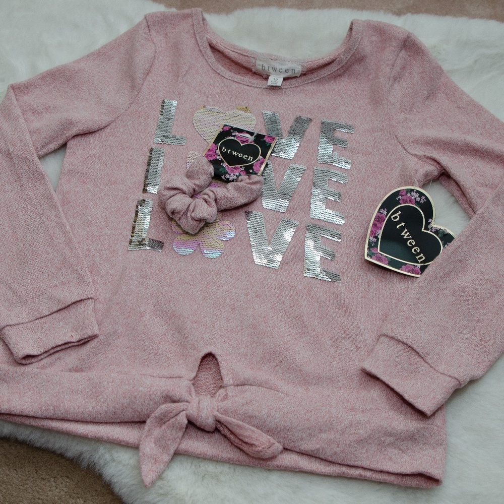NWT btween Blush Pink Ribbed Sweater-Girls-Size M (10)